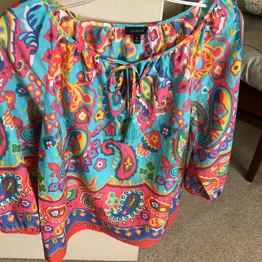 Talbots multicolor tie-front tunic - Picture 8 of 15